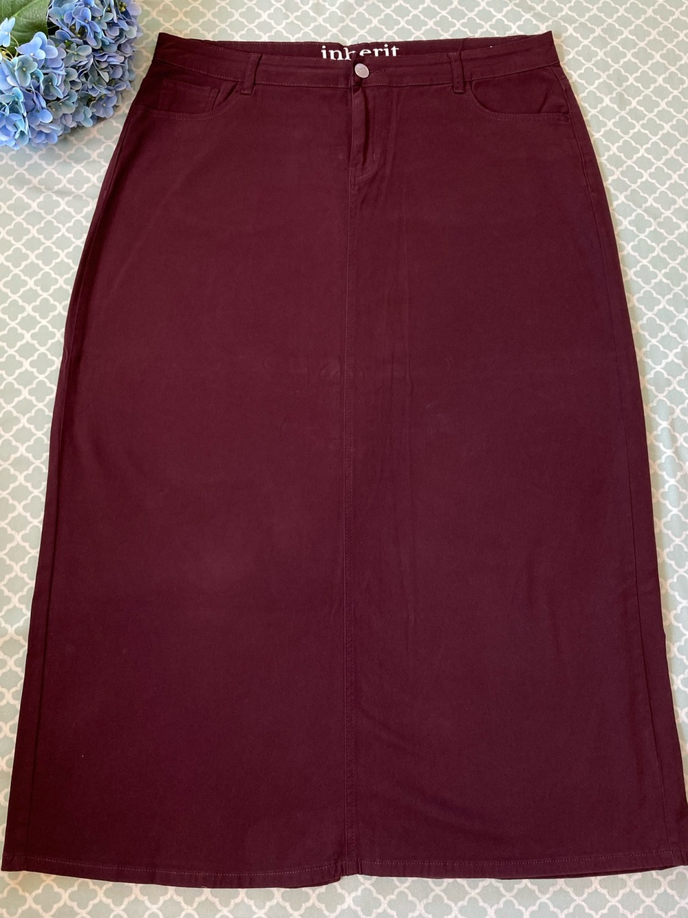 Inherit Stella Colored Long Denim Skirt Wine 18